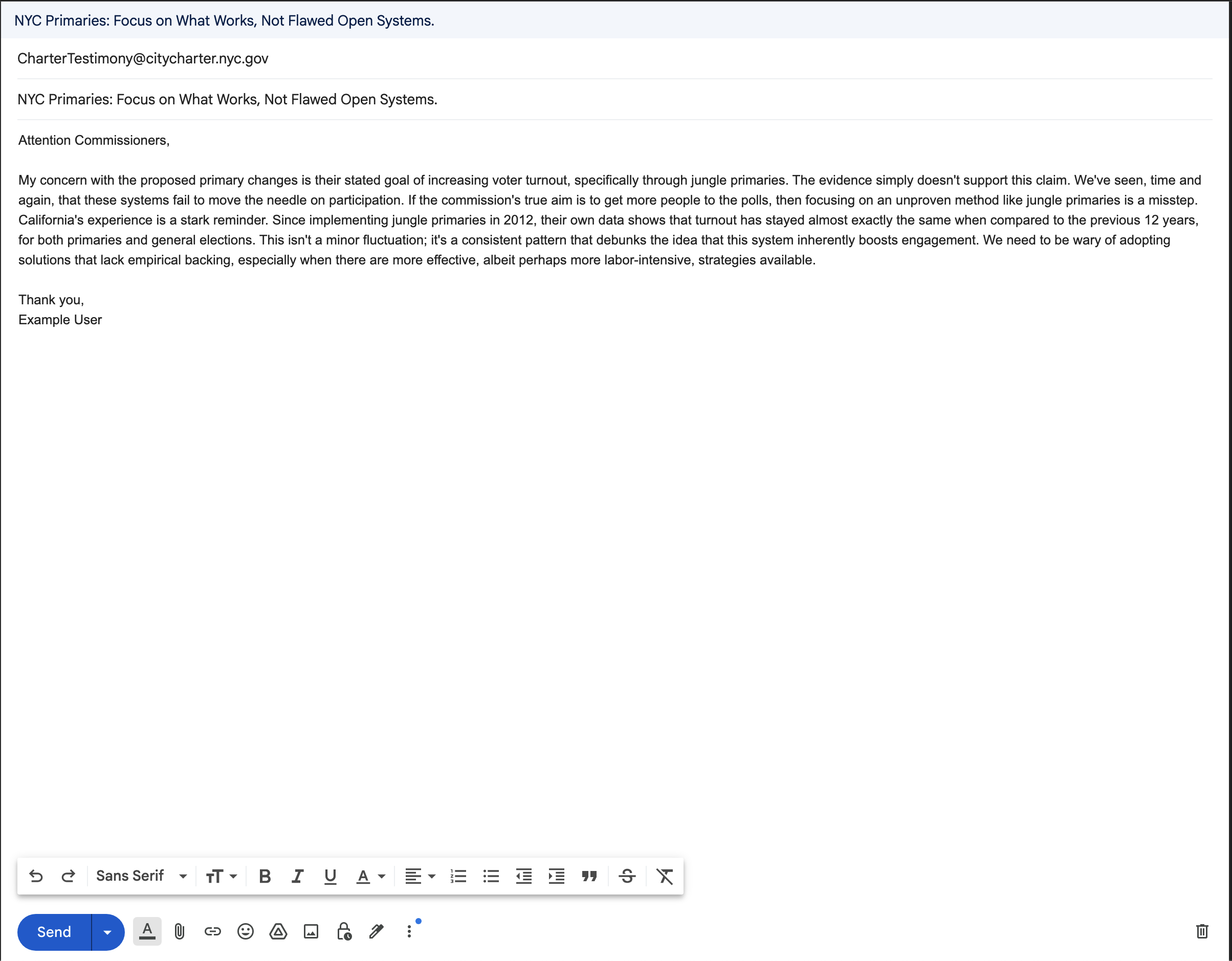 EasyEmailer Sample Email Screenshot